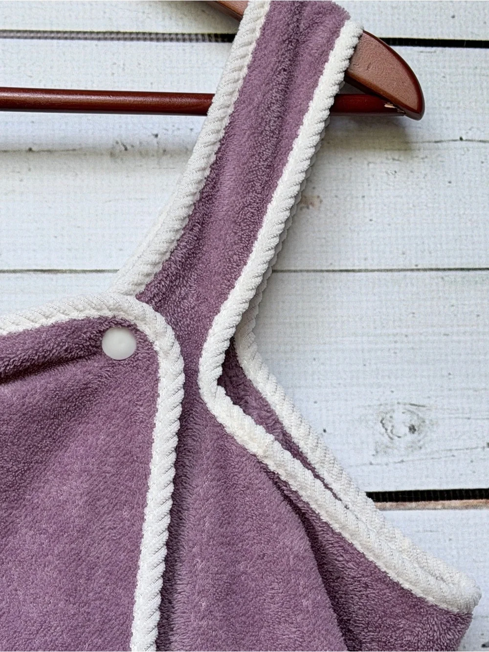 Kids Lavender Terry Wrap Dress with Cream Trim